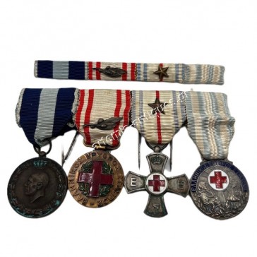 Greek Red Cross Bar of 4 Medals and the Ribbon Bar